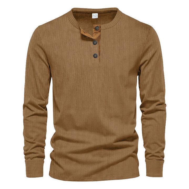 Herren Langarm-Henley-Shirt mit strukturiertem Design Echoarchiv