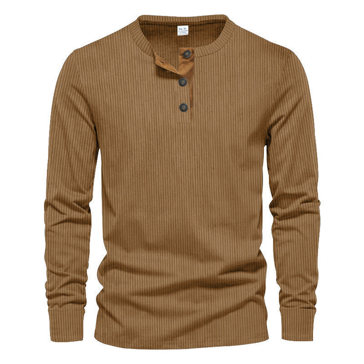 Herren Langarm-Henley-Shirt mit strukturiertem Design Echoarchiv