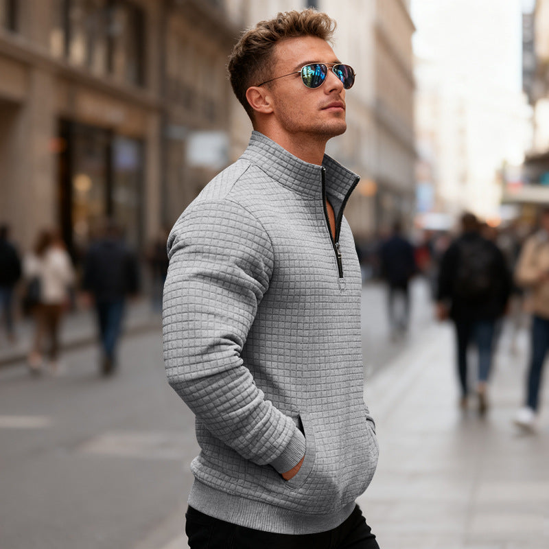 Herren Sportlicher Stehkragenpullover mit Reißverschluss Echoarchiv