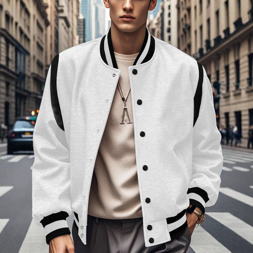 Herren Sportliche Collegejacke mit kontrastrierenden Ärmeln und Knopfdetails Echoarchiv