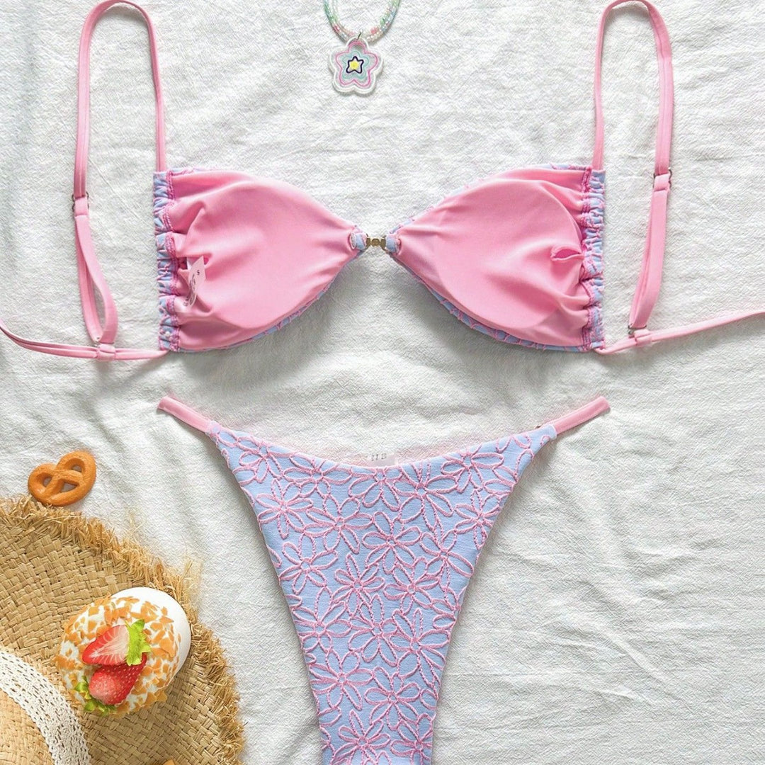 Damen attraktiver Blumenmuster-Bikini Echo Archiv