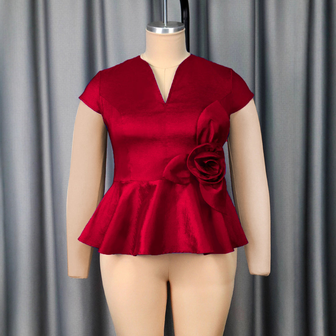 Damen elegantes Peplum-Oberteil mit floralem Detail Echo Archiv