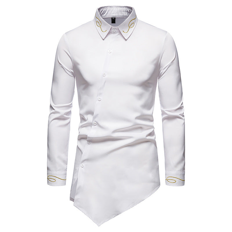Herren Longsleeve Hemd im avantgardistischen Design mit asymmetrischem Saum Echoarchiv