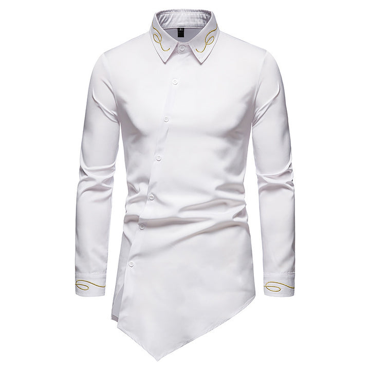 Herren Longsleeve Hemd im avantgardistischen Design mit asymmetrischem Saum Echoarchiv