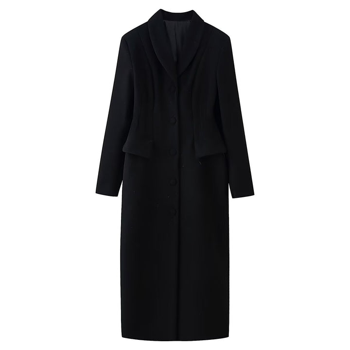 Damen taillierter langer Mantel mit Schalkragen und Peplum-Taille Echo Archiv