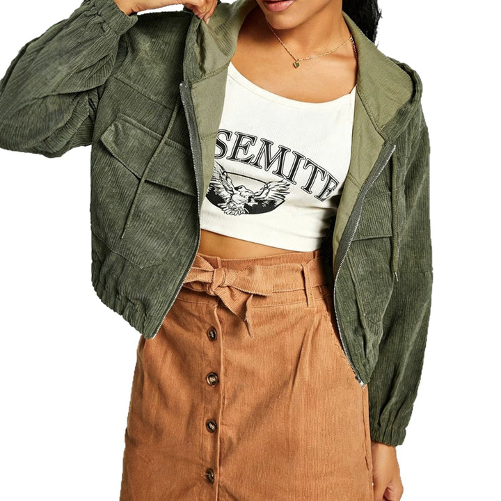 Damen Kurze Cordjacke mit Kapuze Echo Archiv