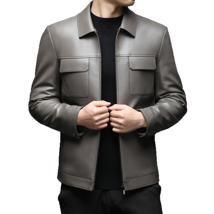 Herren Glatte Lederoptik-Blouson mit Brustklappen und Reißverschluss Echo Archiv