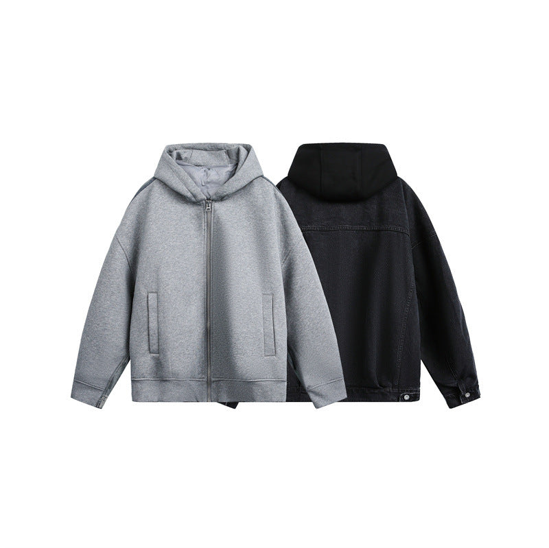 Unisex Oversize Kapuzen‑Sweatjacke mit Reißverschluss, Eingrifftaschen und gefütterter Kapuze Echoarchiv