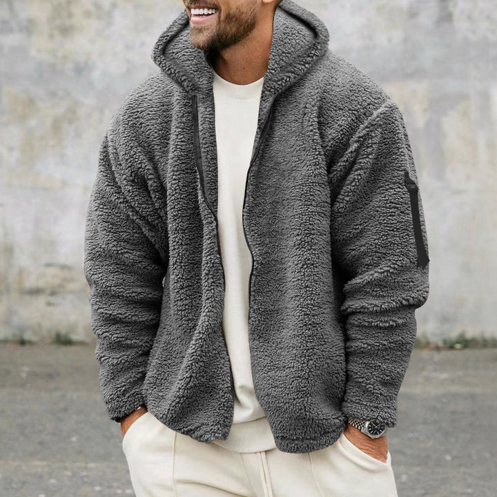 Herren flauschige Fleecejacke mit praktischen Taschen Echoarchiv