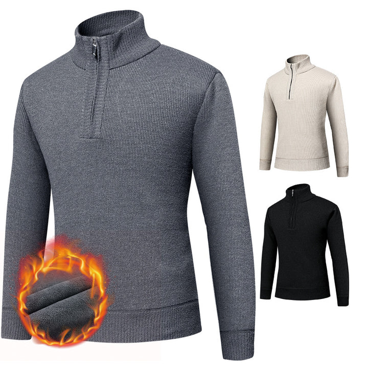 Herren kuscheliger Rollkragenpullover mit Reißverschluss Echoarchiv