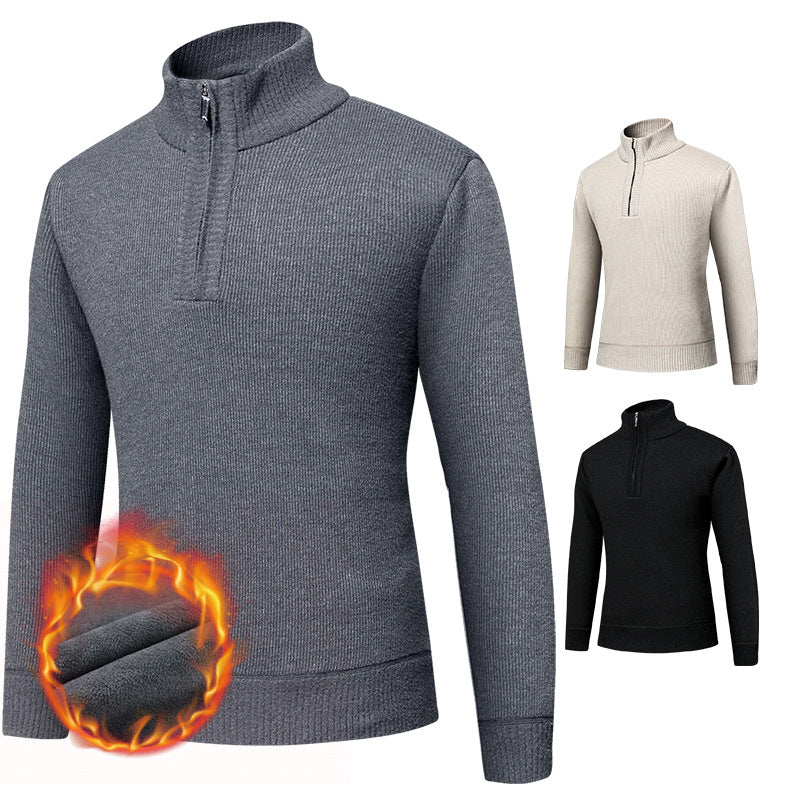 Herren Thermo-gefütterter Halbzip-Pullover mit Stehkragen und wärmender Fleece-Innenseite Echo Archiv