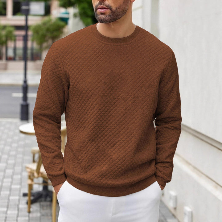 Herren gesteppter Sweatpullover mit Rautensteppung, geripptem Kragen und komfortablem Regular Fit – Marzano