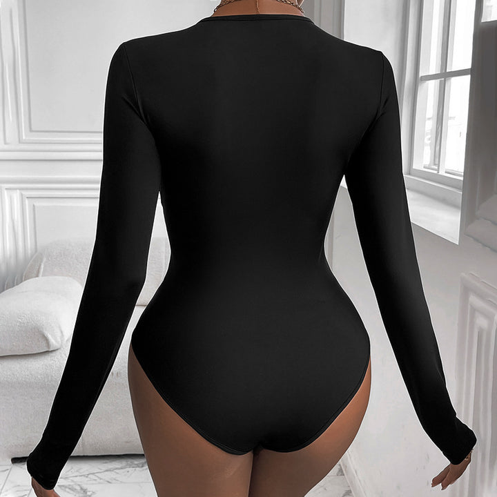 Damen Figurbetontes Twist-Longsleeve mit Knotendetail und Rundhalsausschnitt Echoarchiv
