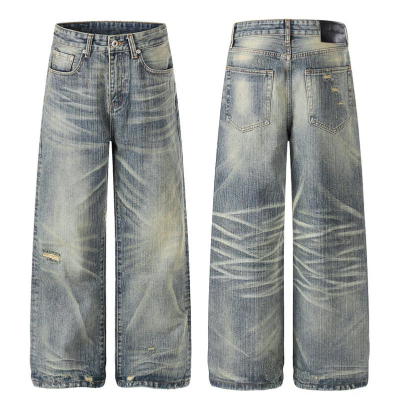 Damen Hochtaillierte Wide‑Leg Destroy‑Jeans mit Used‑Effekt und Culotte‑Silhouette Echoarchiv