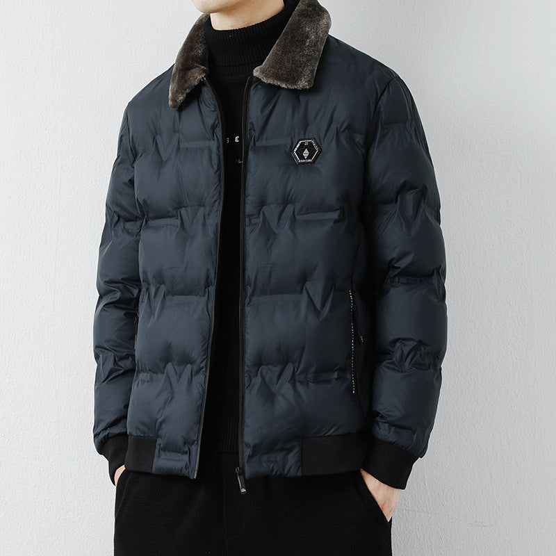 Herren Modische Steppjacke mit Kunstfellkragen Echo Archiv