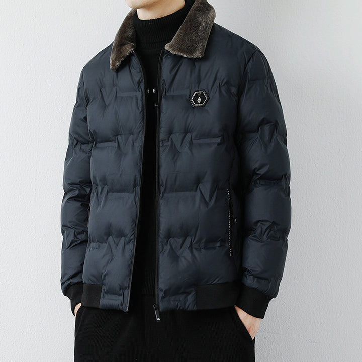 Herren Modische Steppjacke mit Kunstfellkragen Echo Archiv