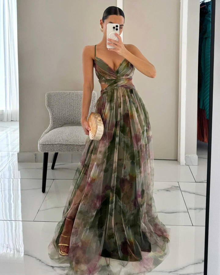 Damen Abendkleid Chiffon mit Cut-Out