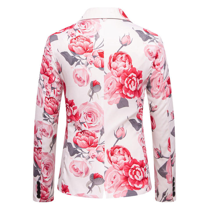 Herren Slim-Fit Sakko mit ganzflächigem Blumenprint und schmalem Revers Echo Archiv