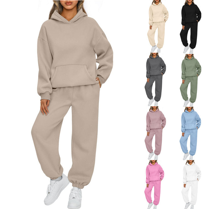 Damen nan Relaxed Loungewear-Set mit Kapuzenpullover und hochgeschnittener Jogginghose aus weichem Baumwollfleece Echo Archiv