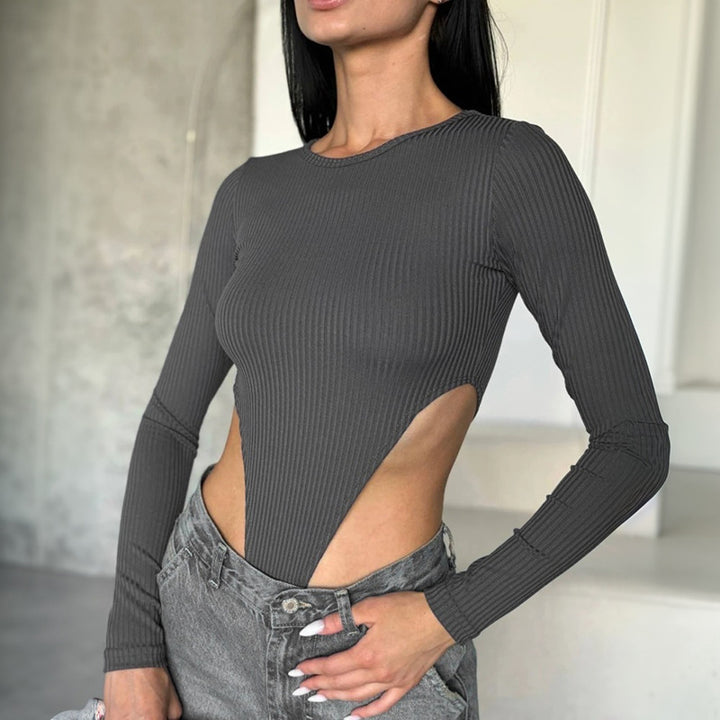Damen Figurbetontes Langarmshirt mit seitlichem Cut-Out Echo Archiv