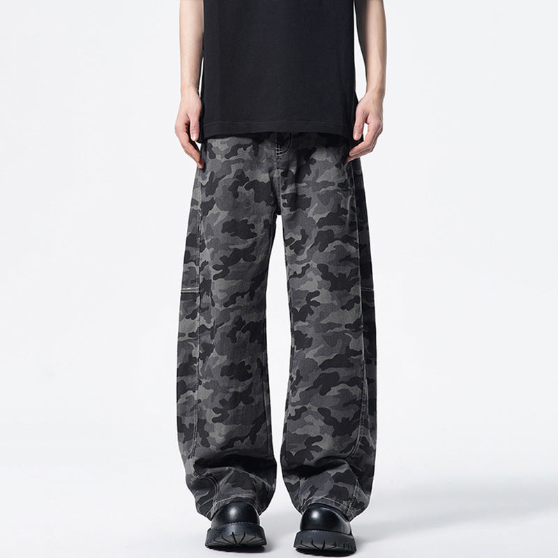 Herren Relaxed-Fit Camouflage-Denimhose mit extra weitem Bein Echo Archiv