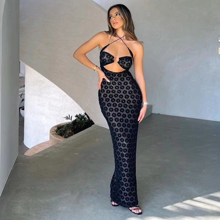 Damen Transparente Maxikleid mit Blumenmuster und aufregendem Schlitz Echo Archiv