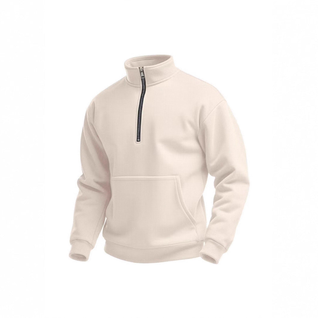 Herren Fleece-Pullover mit kurzem Reißverschluss und Bauchtasche Echoarchiv