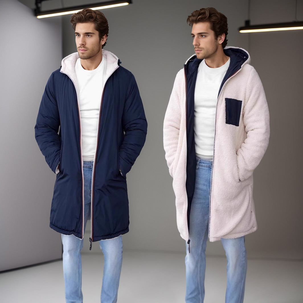 Herren Wendbarer Steppmantel mit Kapuze und praktischen Taschen Echoarchiv