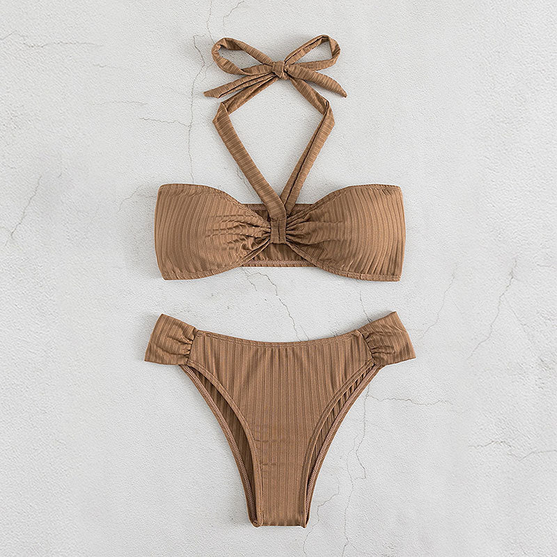 Damen Bandeau-Bikini-Set mit modischem Wickeldetail und hohem Beinausschnitt Echo Archiv
