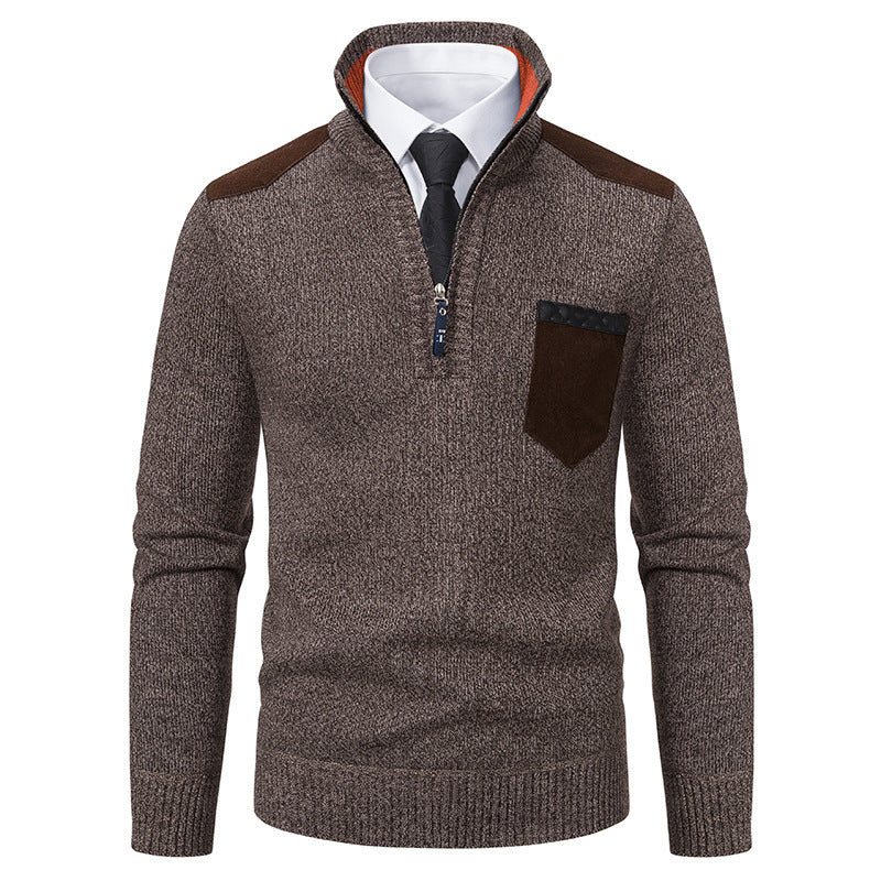 Herren modischer Pullover mit hohem Kragen und Reißverschluss Echoarchiv