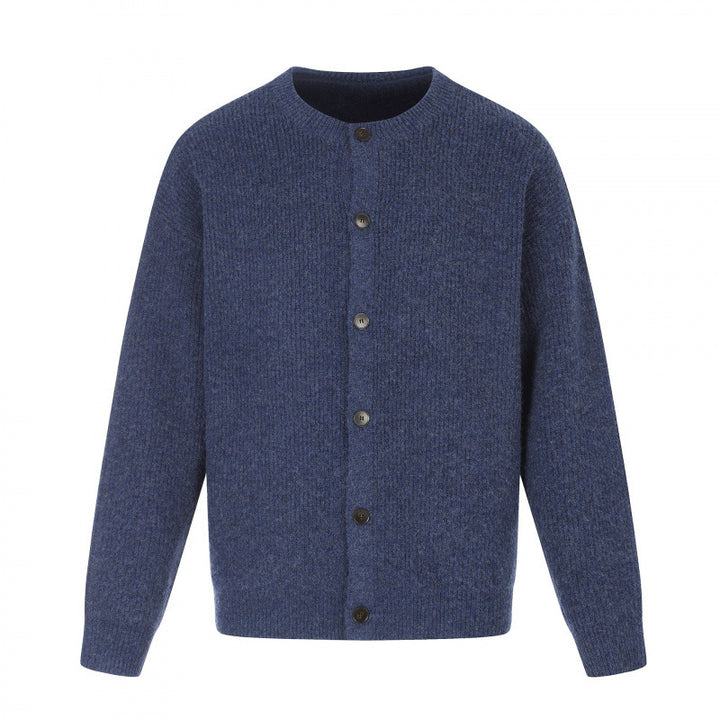 Unisex Boxy-Strickjacke mit Rundhalsausschnitt, durchgehender Knopfleiste und feiner Waffelstruktur Echo Archiv