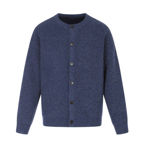 Unisex Boxy-Strickjacke mit Rundhalsausschnitt, durchgehender Knopfleiste und feiner Waffelstruktur Echo Archiv