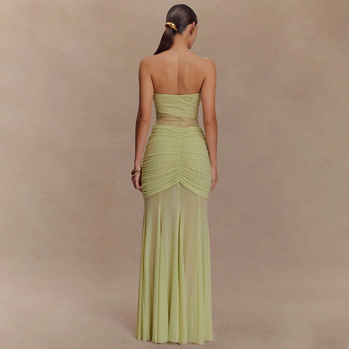 Damen Glamouröses Abendkleid mit Spitzenakzenten und figurbetonter Raffung Echo Archiv
