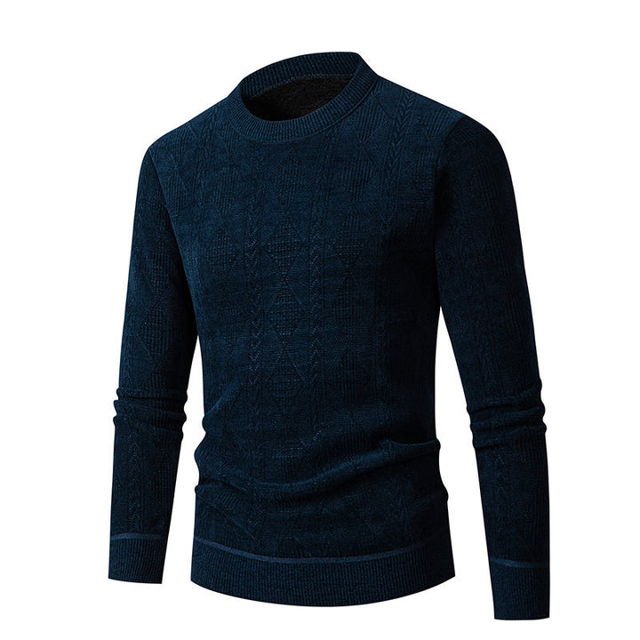 Herren Strickpullover mit strukturiertem Zopfmuster und hohem Kragen Echoarchiv