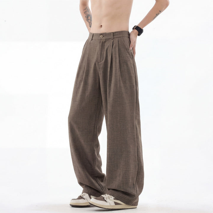 Herren nan weite Leinenhose mit hoher Bundfalte und lässigem Schnitt Echo Archiv