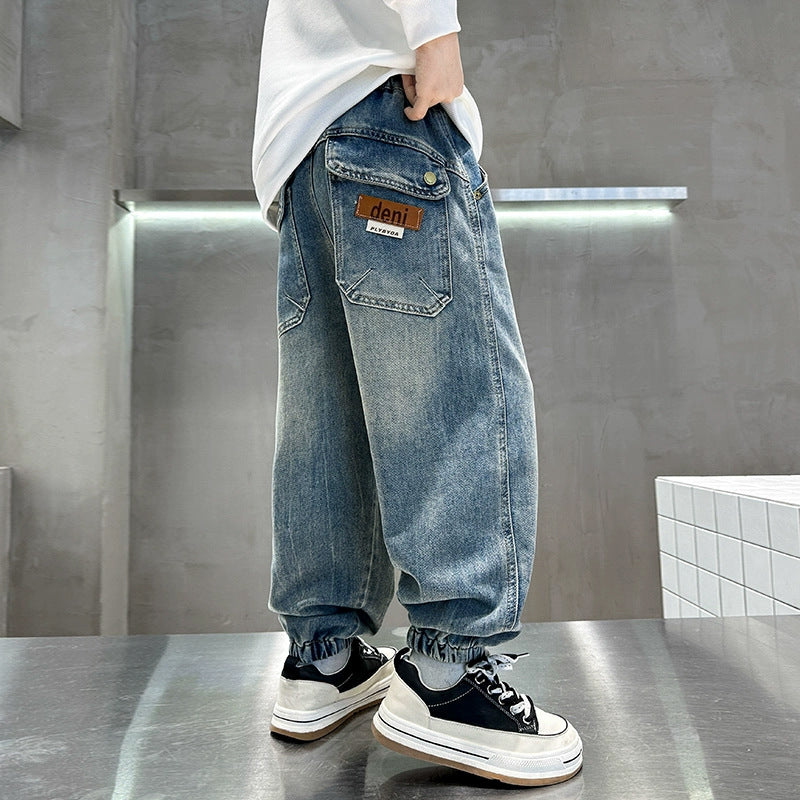 Herren lässige Baggy-Jeans mit elastischem Bund Echo Archiv