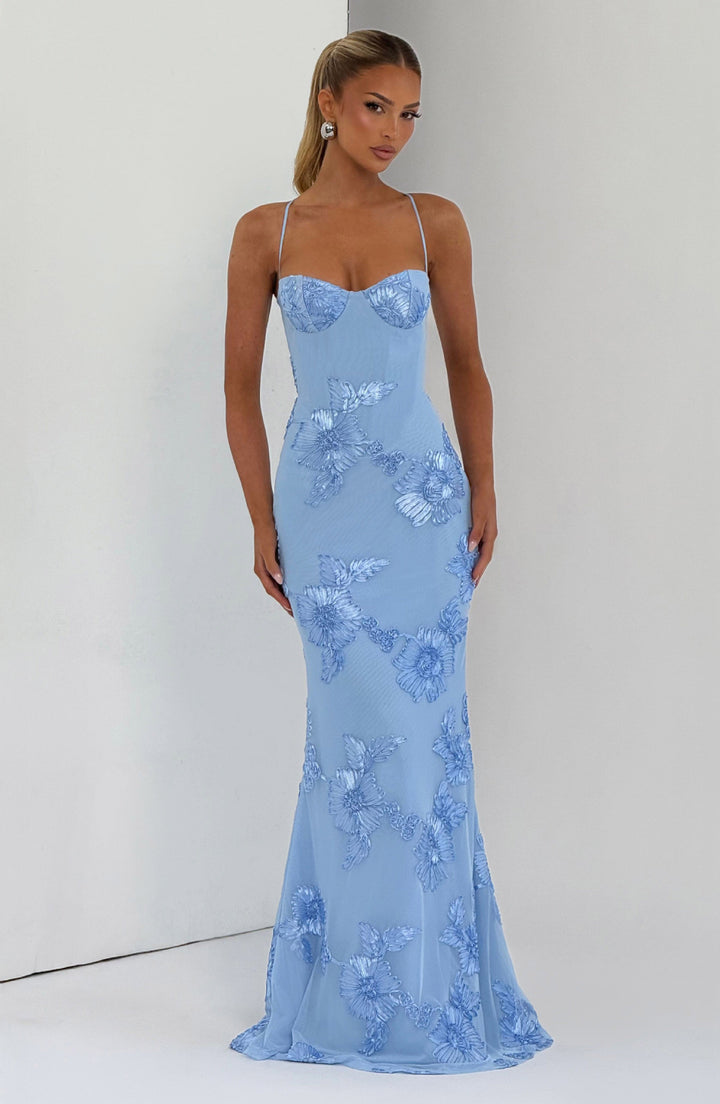 Damen Elegantes Abendkleid mit floralem Spitzenmotiv und tailliertem Schnitt Echo Archiv