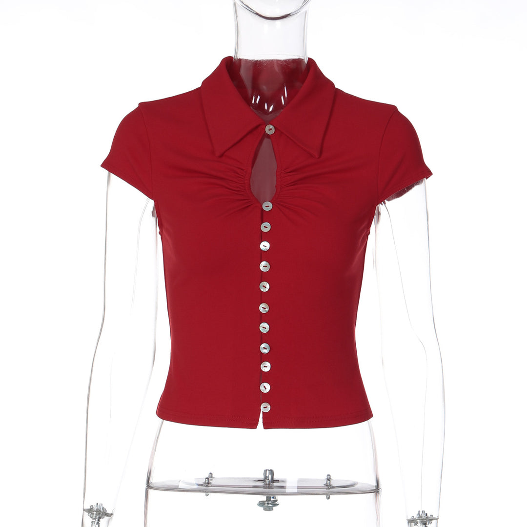 Damen Elegantes Kurzarmoberteil mit Schlüssel-Ausschnitt Echo Archiv