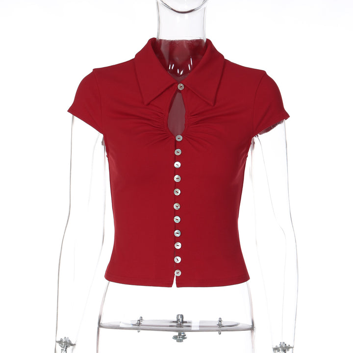 Damen Elegantes Kurzarmoberteil mit Schlüssel-Ausschnitt Echo Archiv
