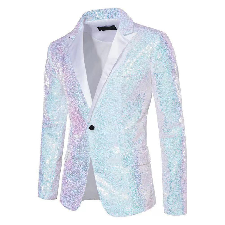 Herren eleganter Pailletten-Blazer mit edel dekorativen Akzenten Echoarchiv