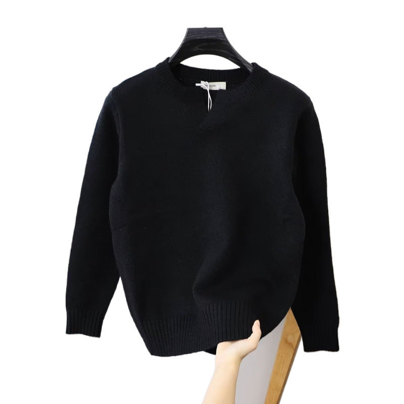 Unisex Feinstrickpullover mit Rundhalsausschnitt und Halslasche im Oversize‑Schnitt Echoarchiv