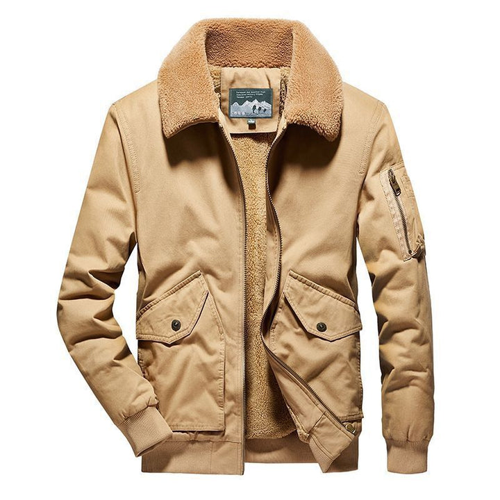 Herren Thermo-Canvasfliegerjacke mit durchgehendem Sherpa-Innenfutter und Pattentaschen Echo Archiv