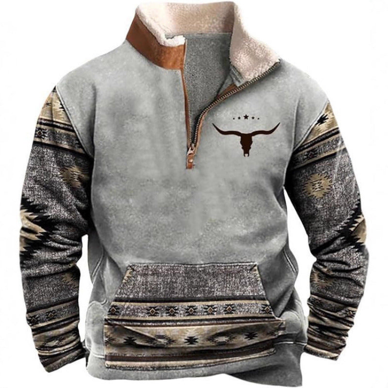 Herren Wärmender Fleece-Pullover mit Stehkragen Echoarchiv