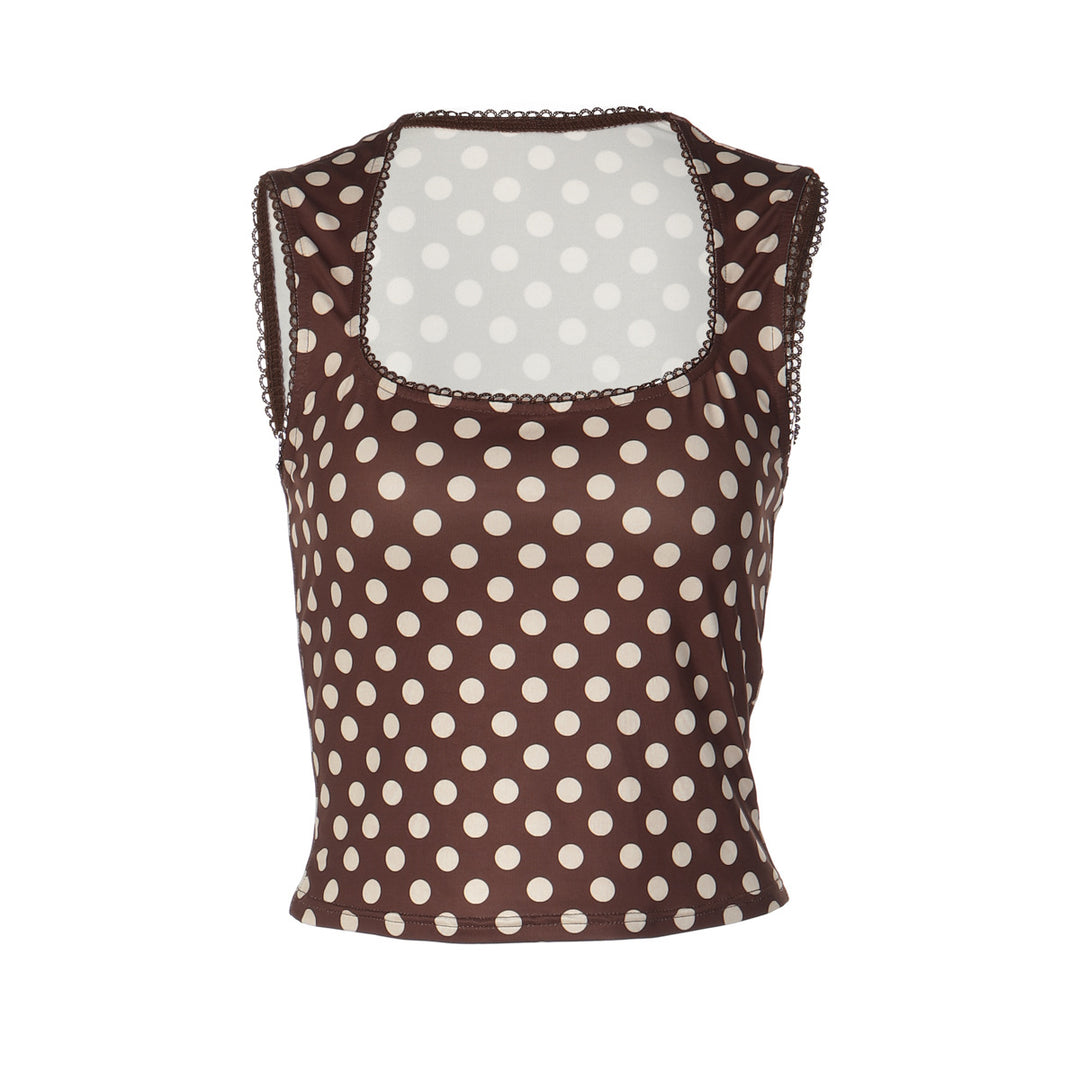 Damen Polka-Dot Cropped-Top mit quadratischem Ausschnitt und elastischem Bund Echo Archiv
