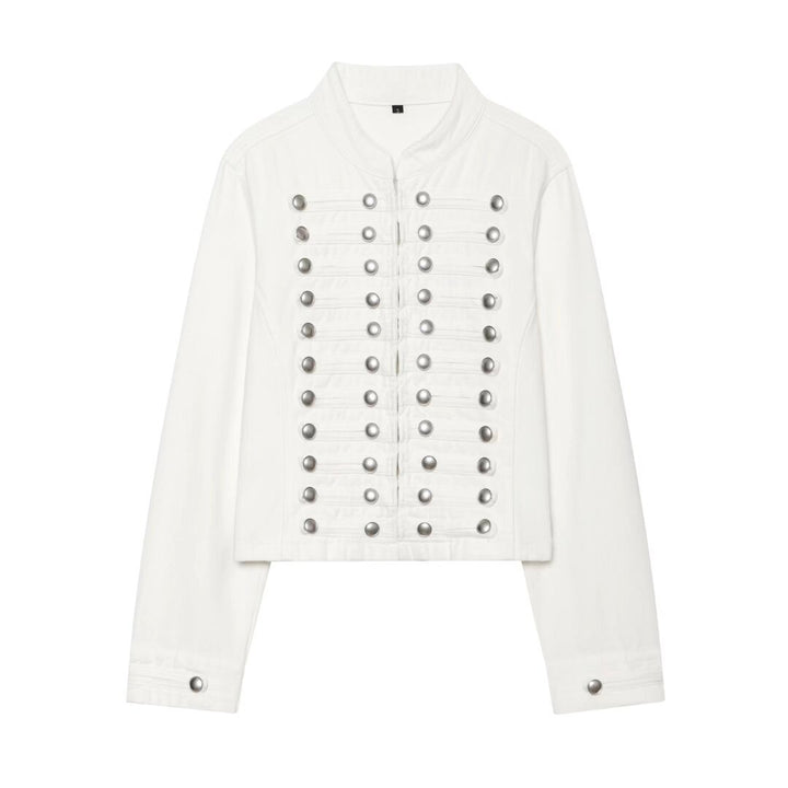 Damen Cropped Denim‑Blouson im Frackstil mit dekorativen Reihenknöpfen Echo Archiv