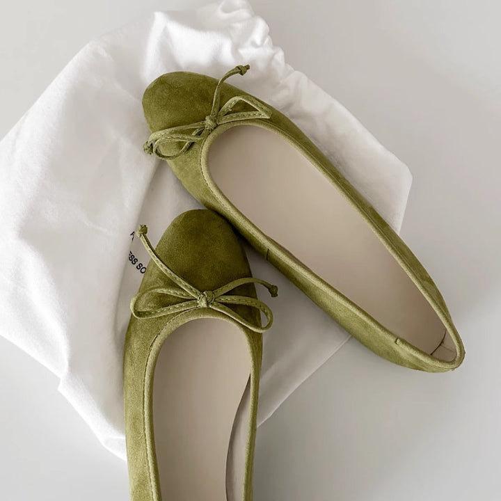 Damen Ballerinas mit zartem Schleifen-Detail und hochwertigem Wildleder Echoarchiv