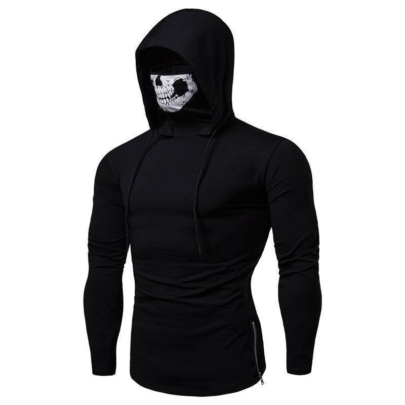 Herren Slim-Fit Kapuzenpullover mit integrierter Totenkopf-Gesichtsmaske Echo Archiv