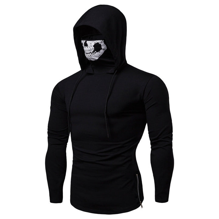 Herren Slim-Fit Kapuzenpullover mit integrierter Totenkopf-Gesichtsmaske Echo Archiv