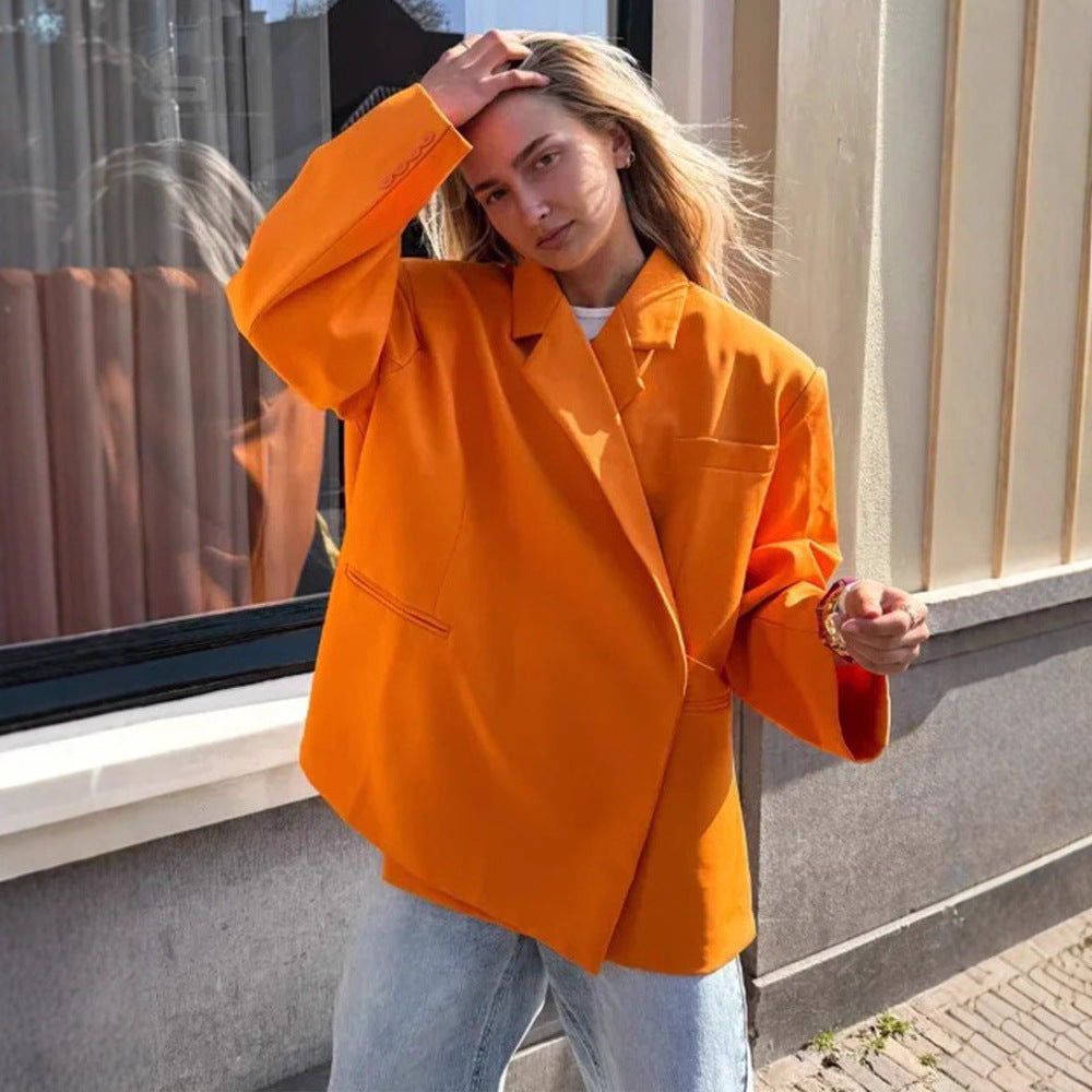 Damen Oversize-Blazer mit kastiger Silhouette, verdeckter Verschluss und Pattentaschen Echoarchiv