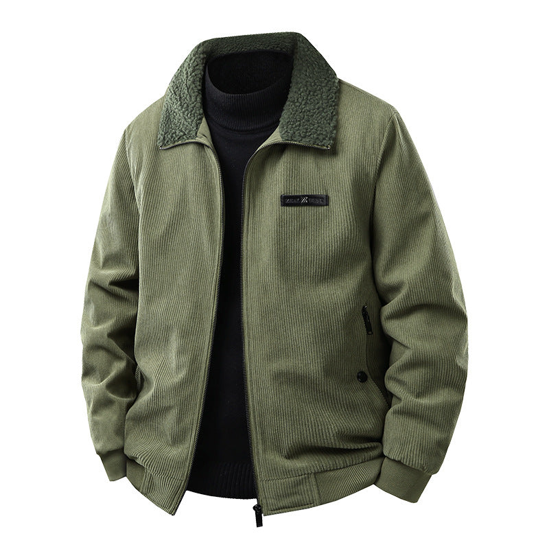 Herren Cord-Collegejacke mit Sherpa-Kragen, Reißverschluss und praktischen Seitentaschen Echoarchiv